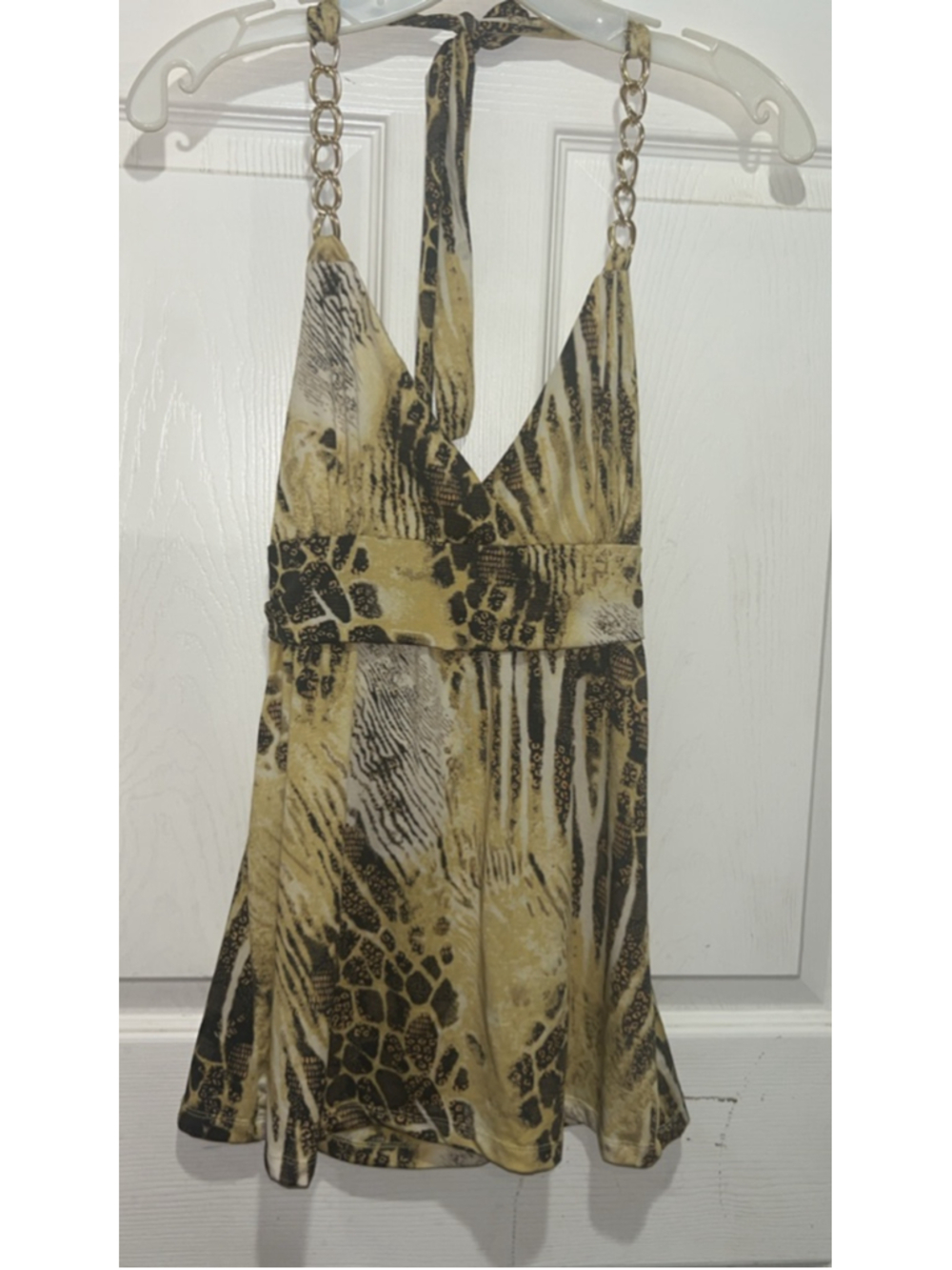 Women's Mystery Tank Top M Beige Brown Animal Print